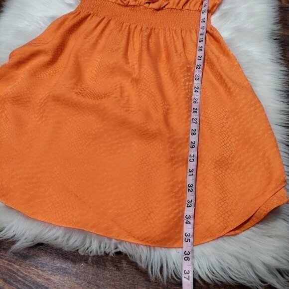 Rebecca Taylor 100% Silk Ruffled Blouson Summer Dress Vibrant Orange Women's 8 - Picture 10 of 15